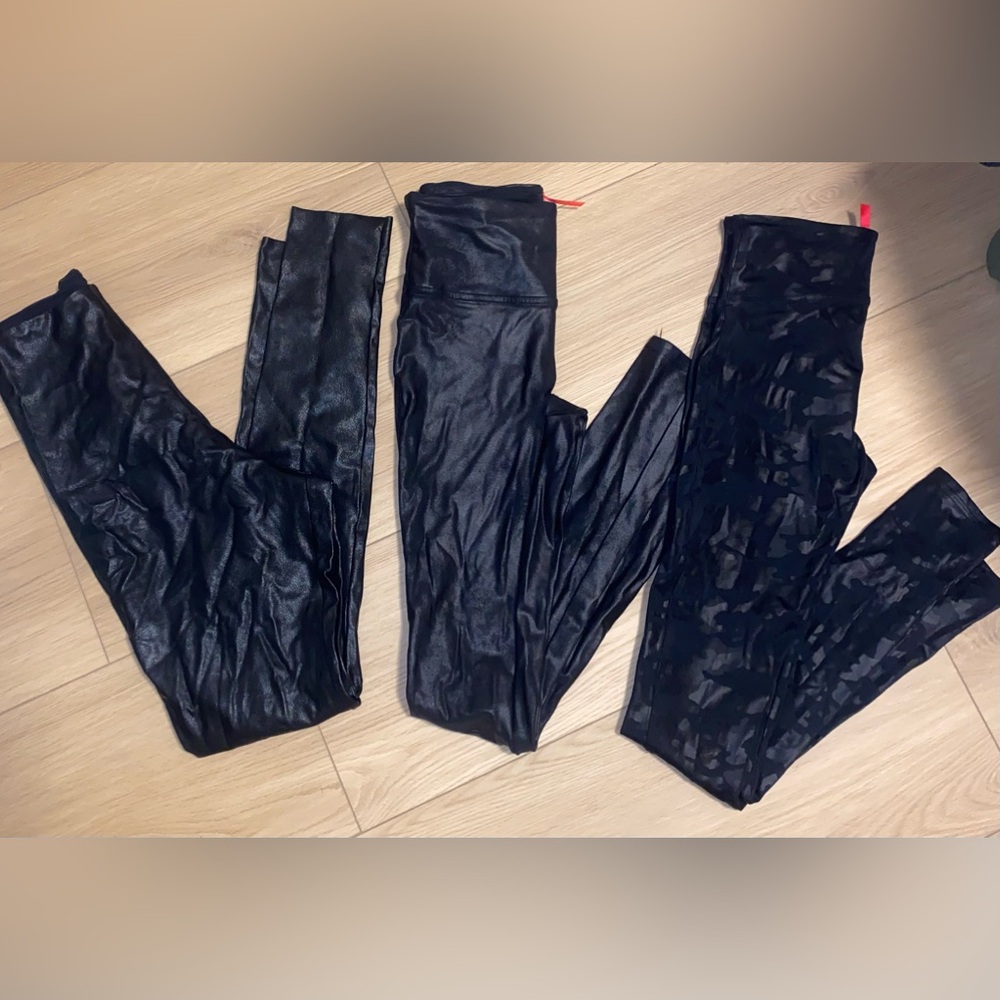 LOT OF 3 SPANX & COMMANDO FAUX LEATHER LEGGINGS SZ SMALL S